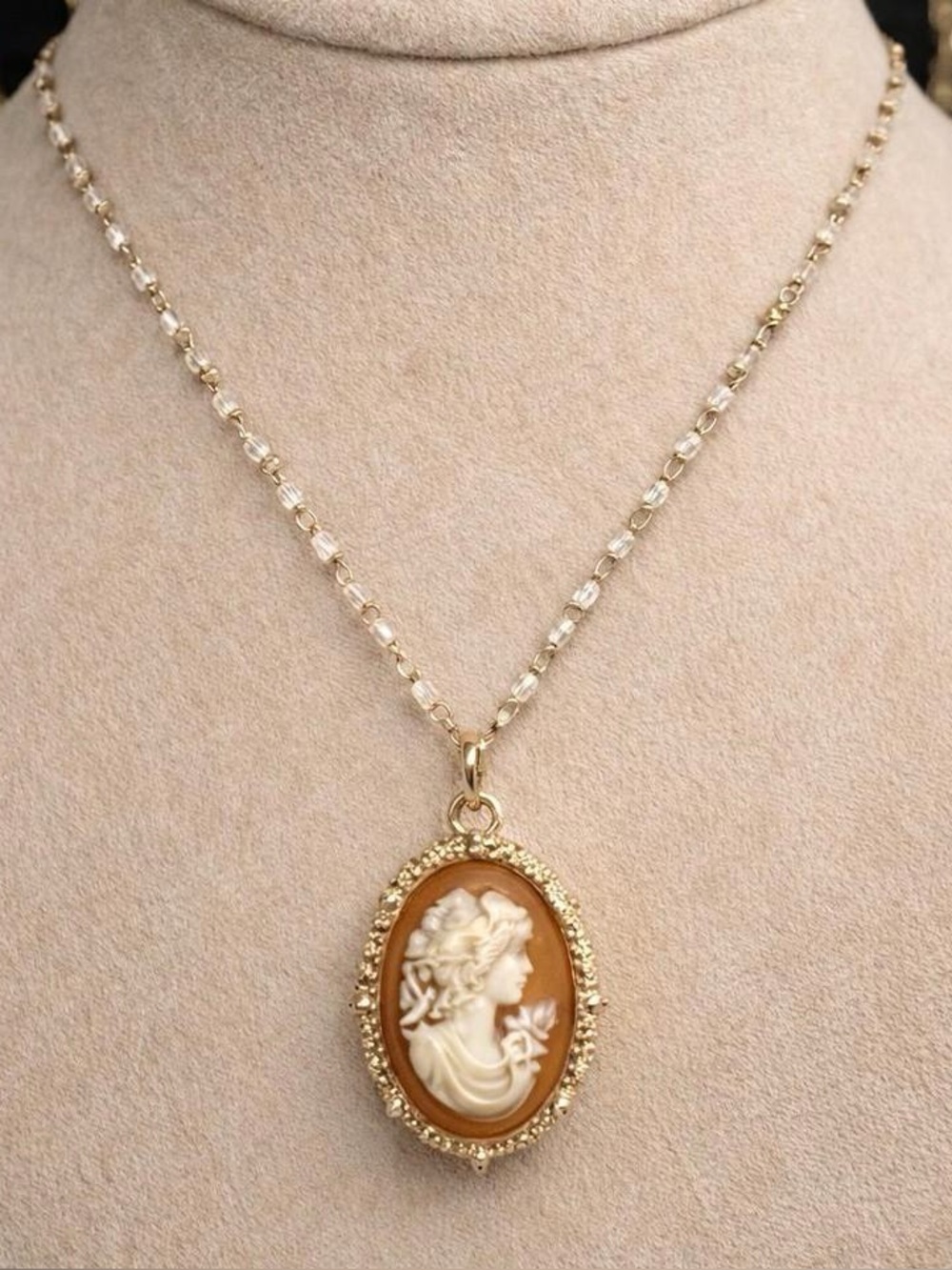 18K YELLOW GOLD OVER STAINLESS STEEL CROSS NECKLACE